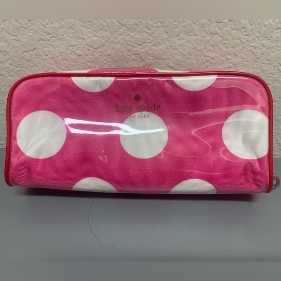 kate spade Handbags - Kate Spade Fuchsia and White Polka Dot Pouch